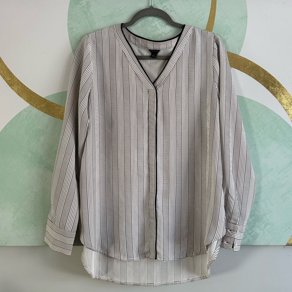 Ann Taylor Black and White Geo Printed Blouse